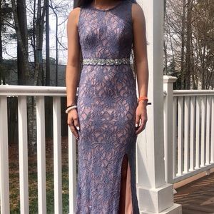 PERIWINKLE LACE PROM DRESS